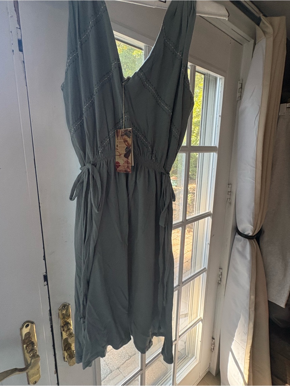 Synergy Organic Clothing Sleeveless V-Neck Midi Dress light blue Small
